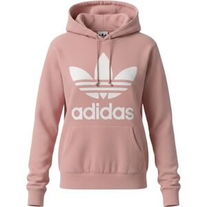 Adidas Originals Women's Trefoil Pullover Hoodie Pink White Logo XS Sweatshirt